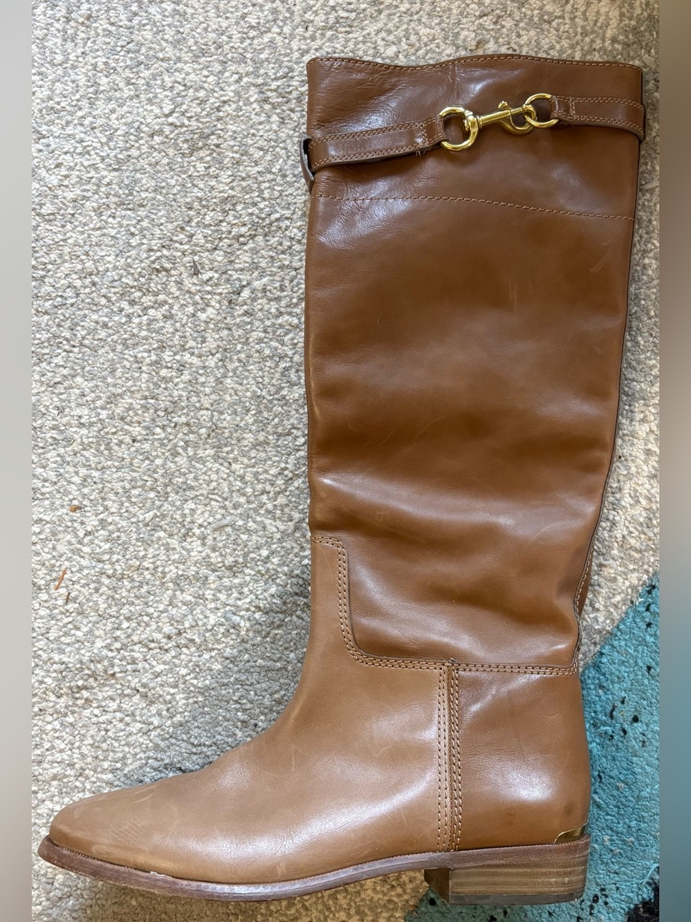 Coach Leather Laguna Tan Brown Riding Boots 10 Equestrian Preppy Old Money Knee - Picture 4 of 13